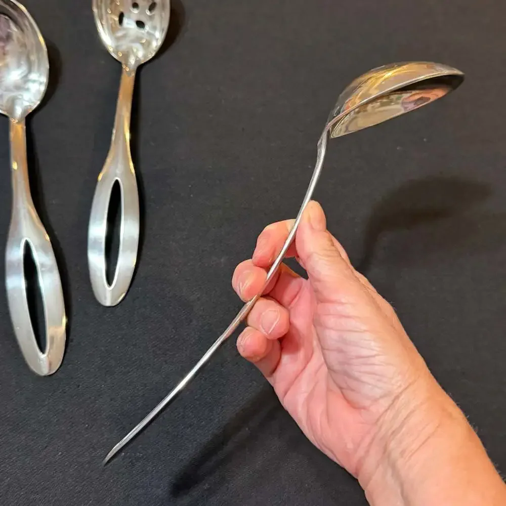 Stainless Steel Serving Spoons Set of 3 - 2 Solid 1 Slotted High Quality